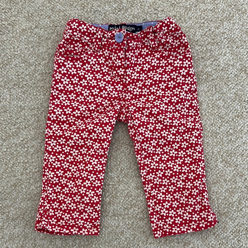 Mini Boden Red Floral Pants